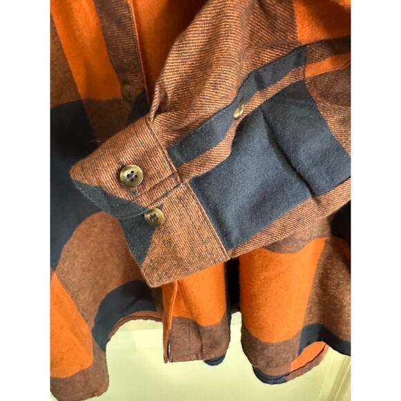 NWT Natural Reflections Women’s Orange Blue Flannel Button Down Shirt Sz. 2X - Picture 2 of 6